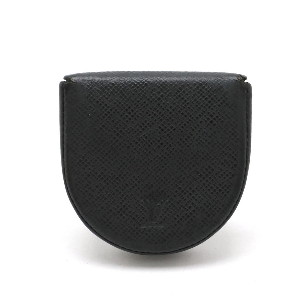LOUIS VUITTON Taiga Portemonnaie Cuvette Coin Leather Calfskin Ardoise Black